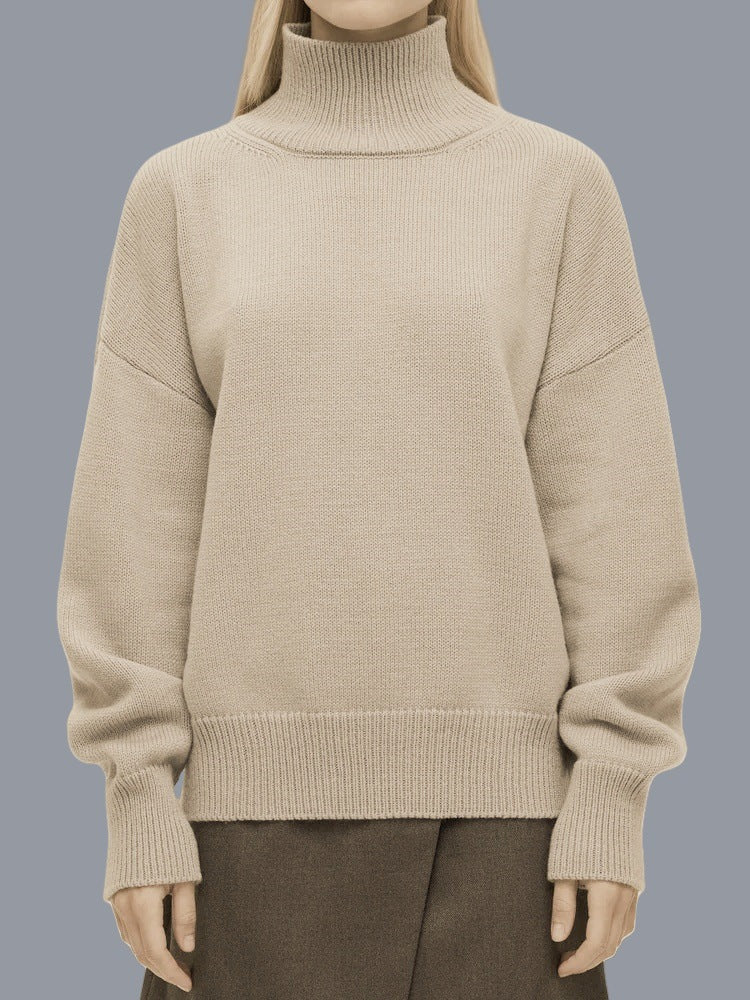 High-Neck Loose-Fit Sweater