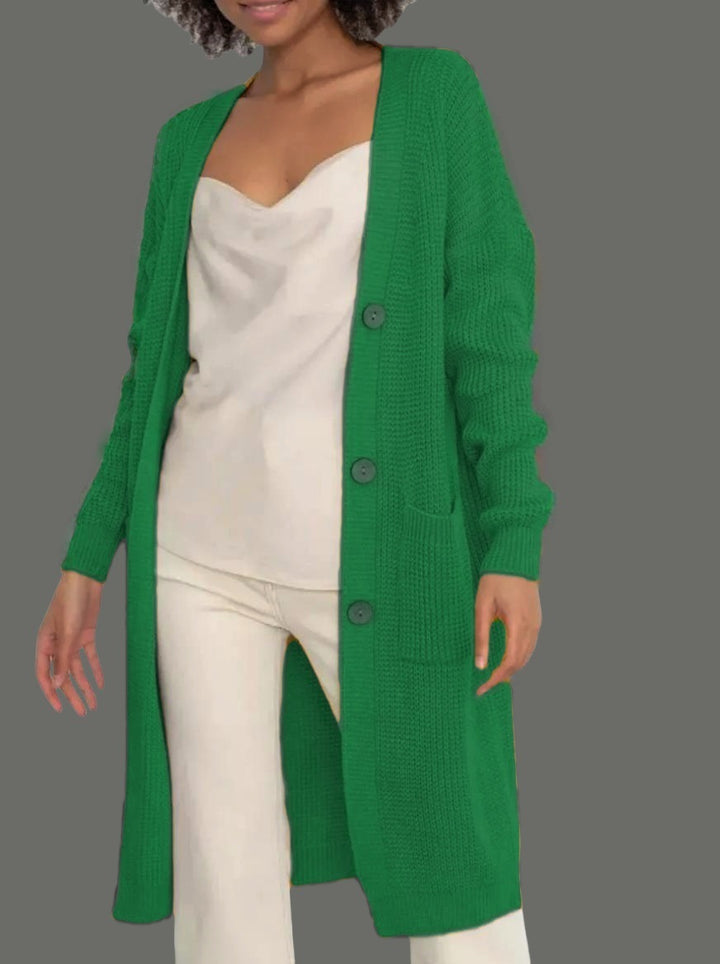 Long-Sleeved Knit Cardigan Jacket