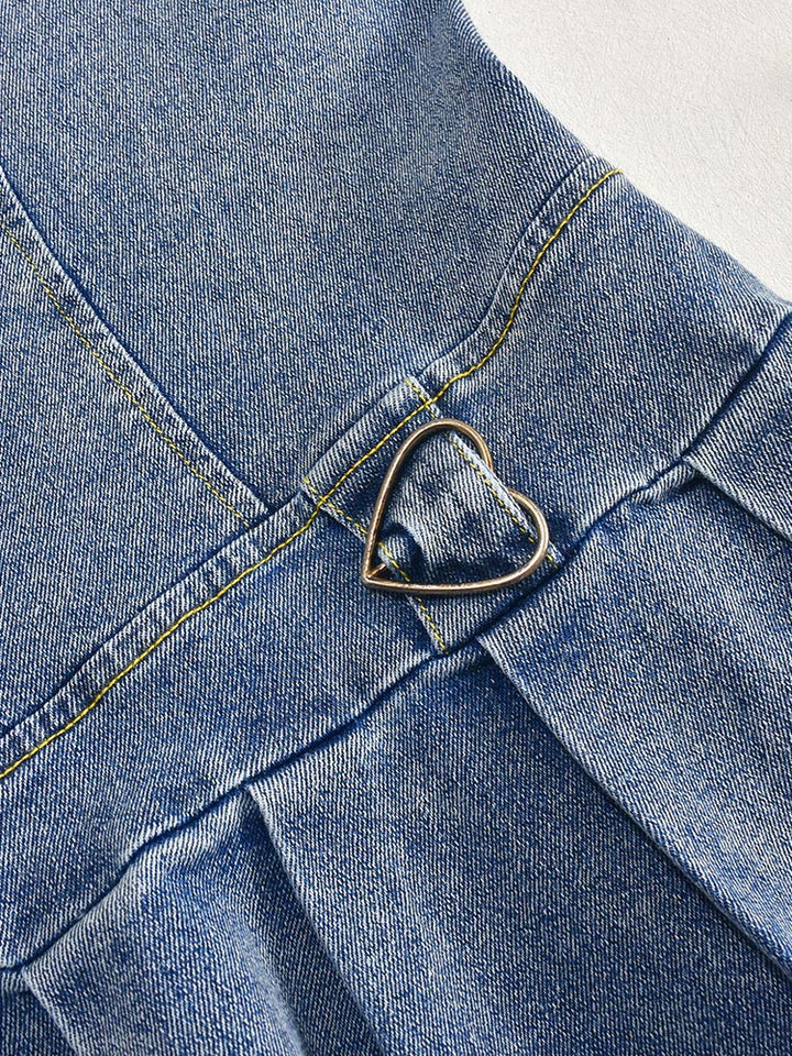 Sweetheart Denim Mini Dress Blue Style2 / S