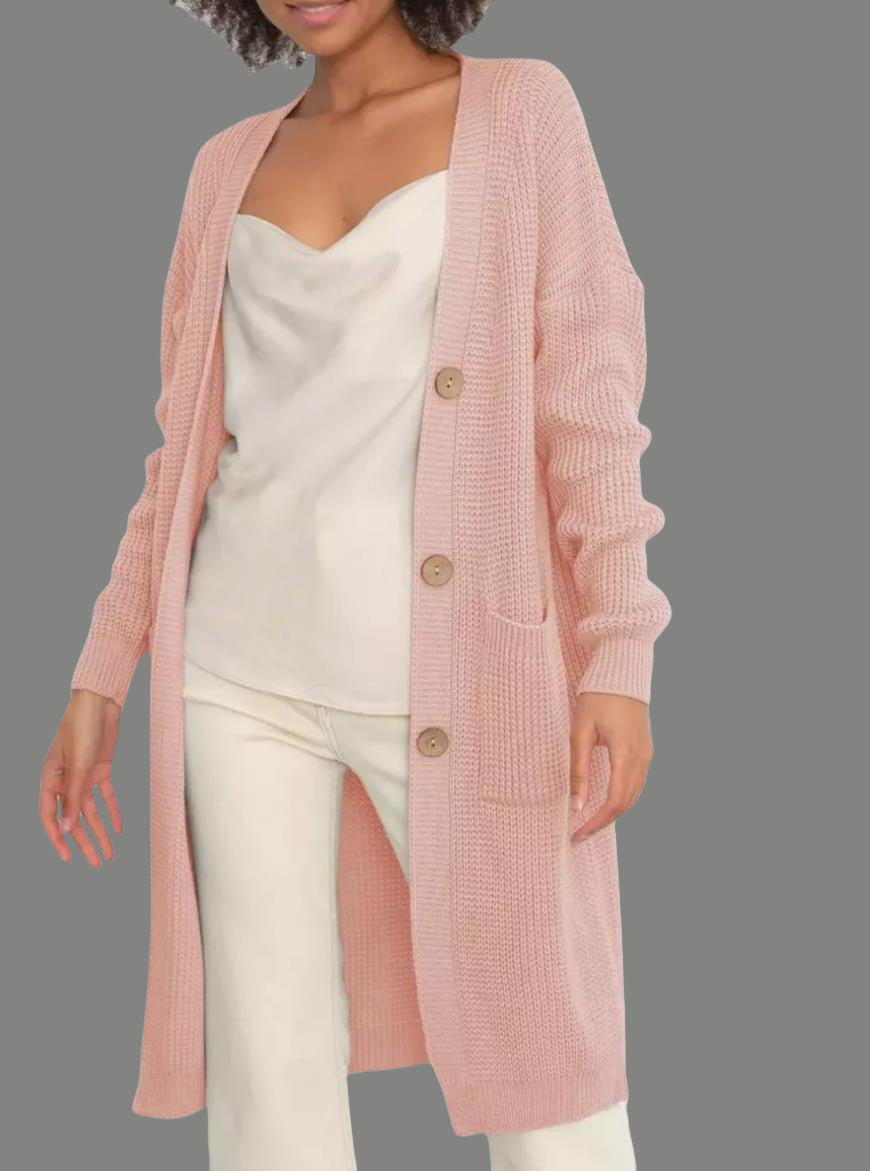 Loose-Fit Long-Sleeve Knit Cardigan