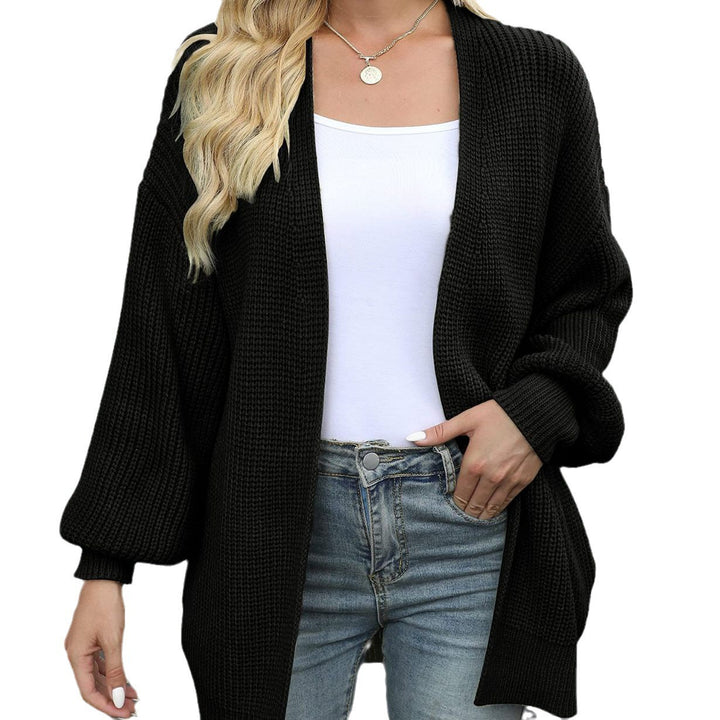 Bell-Sleeve Sweater Coat Chunky Knit Pocket Cardigan