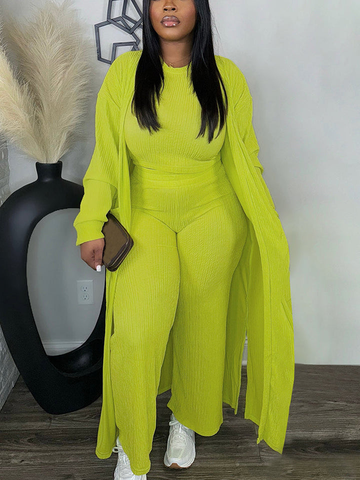 Cardigan Tank Top Pants Sweatsuit Green / S