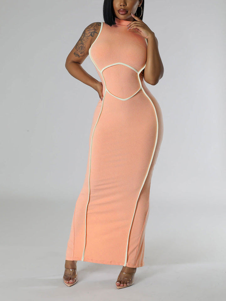 Contour Ribbed Maxi Dress Peach / 2XL