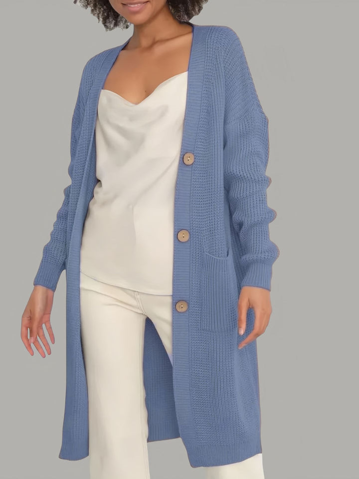 Loose-Fit Long-Sleeve Knit Cardigan