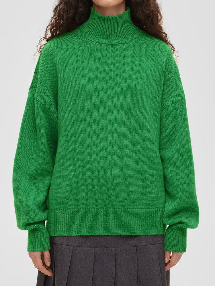 High-Neck Loose-Fit Sweater