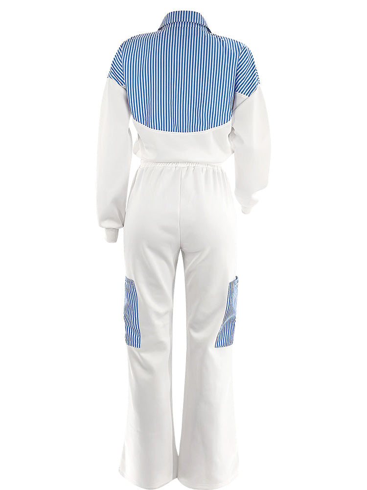 Color Block Striped Set White / M