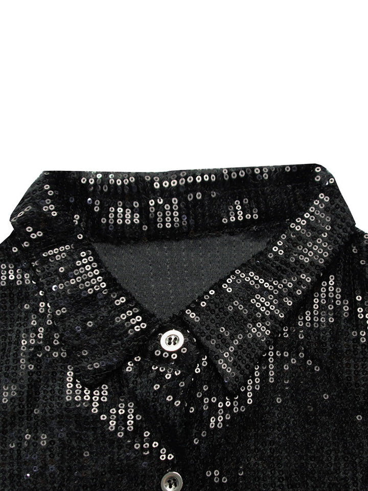 Velvet Sequin Shirt *Black / 2XL