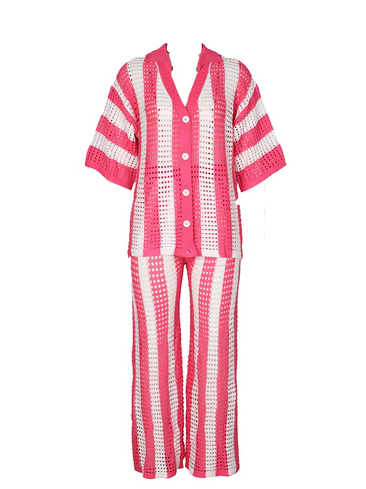 Crochet Pants Set Orange / M