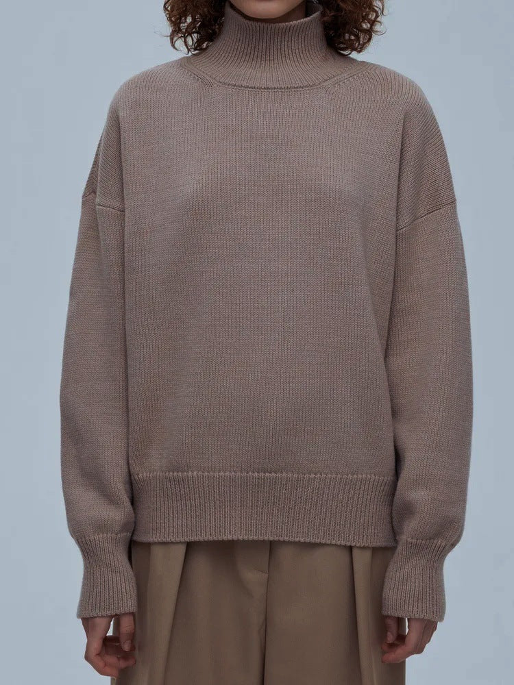 High-Neck Loose-Fit Sweater