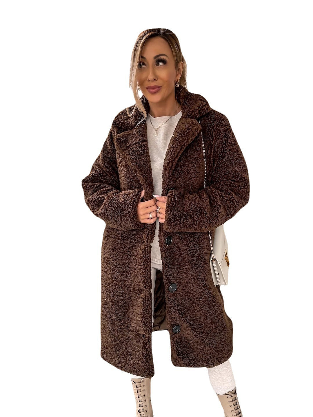 Long-Sleeved Fleece Top with Collar