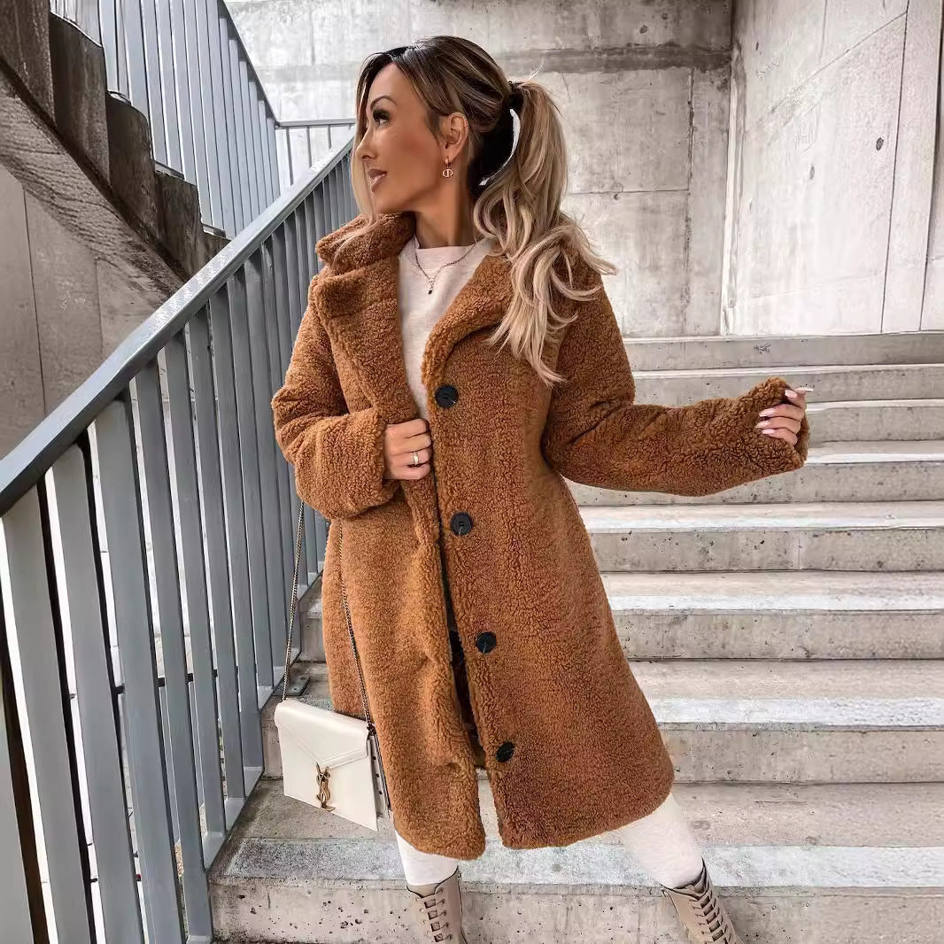 Long-Sleeved Fleece Top with Collar
