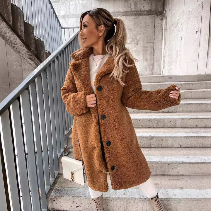 Long-Sleeved Fleece Top with Collar