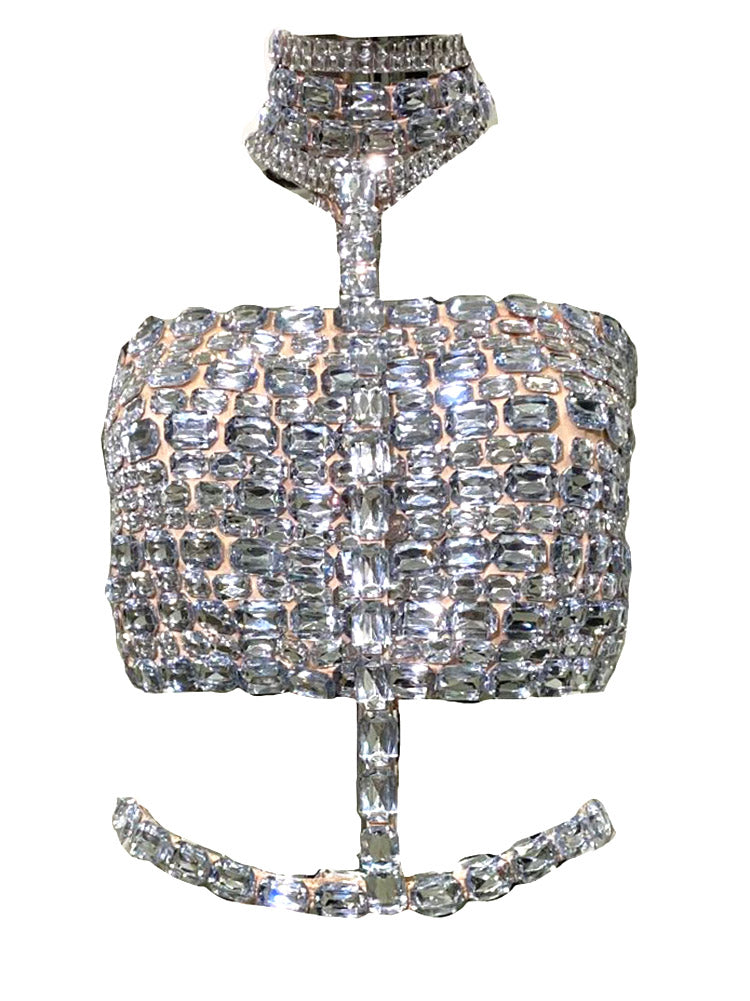 Glamorous Rhinestone Top Black / M