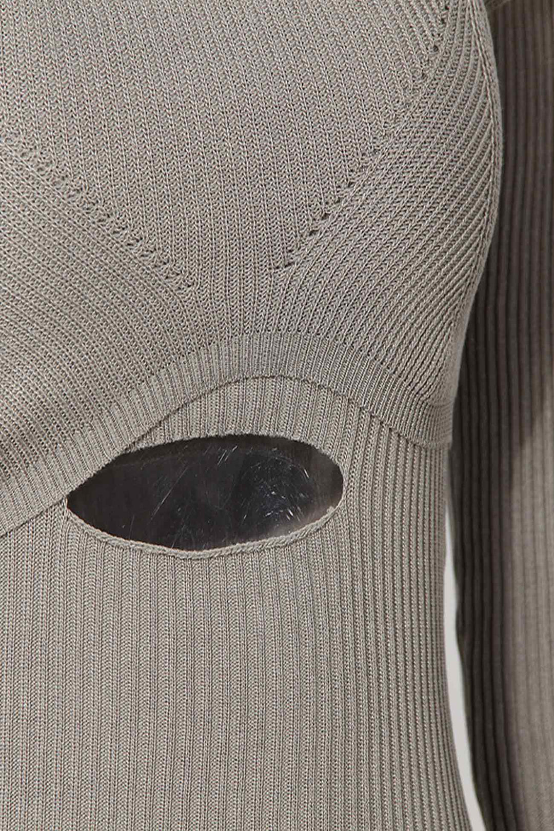 One Shoulder Irregular Cut-out Knitted Tops Grey · M