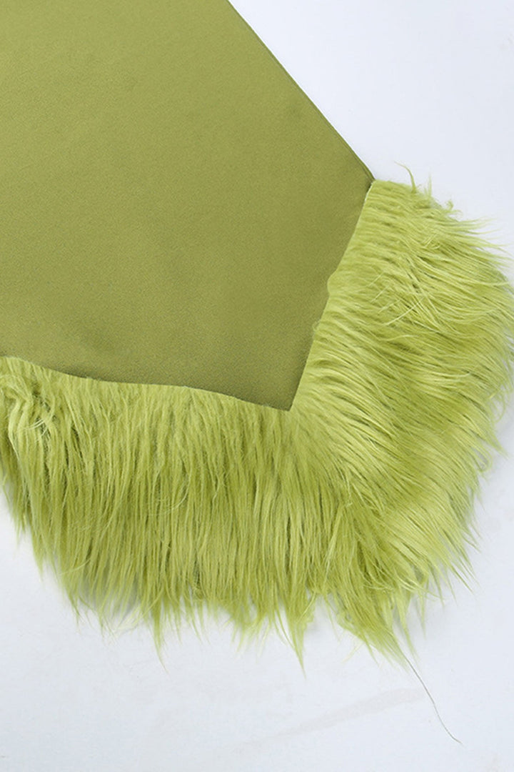 One Shoulder Irregular Fuzzy Hem Midi Dress Black · L