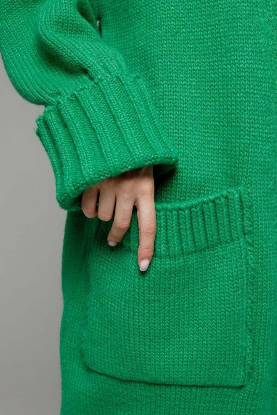 Open Front Pocketed Long Cardigan Beige · XL