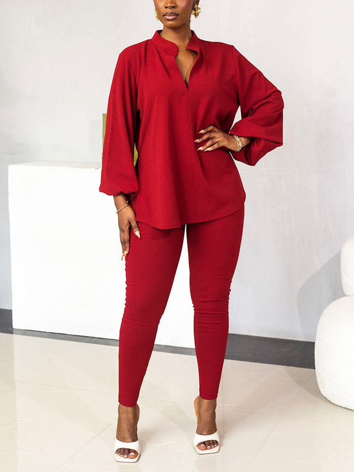 Sleek Tunic & Leggings Set Red / S