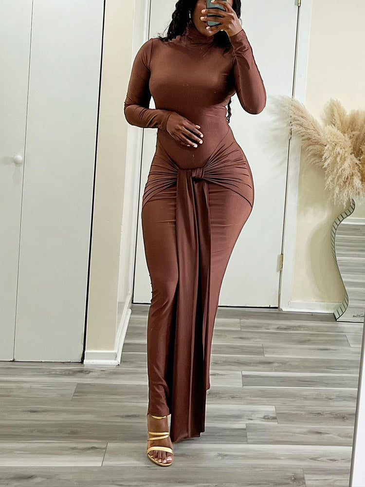 Tie Front Bodycon Dress Red / S