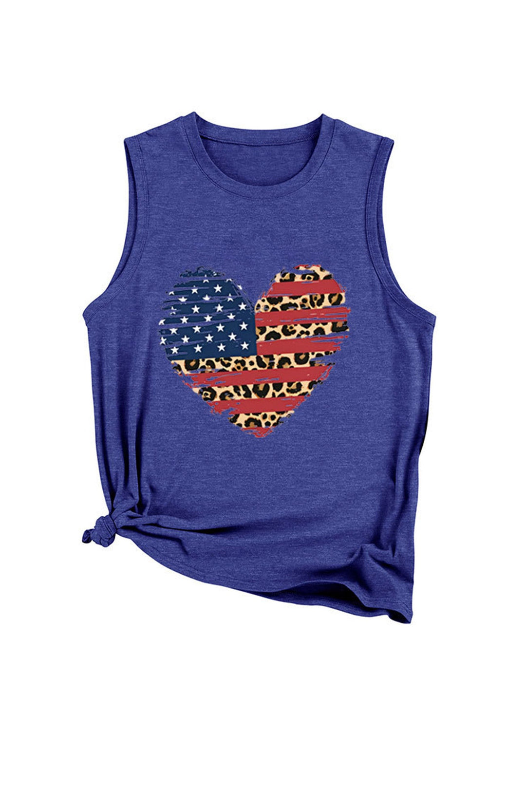 Peach Heart Flag Graphic Sleeveless T-shirt Dark Gray · L