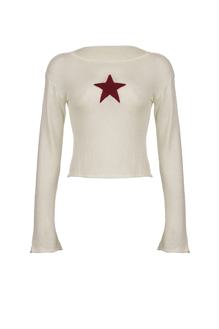 Pentagram Jacquard Crimping Sweater Beige · L