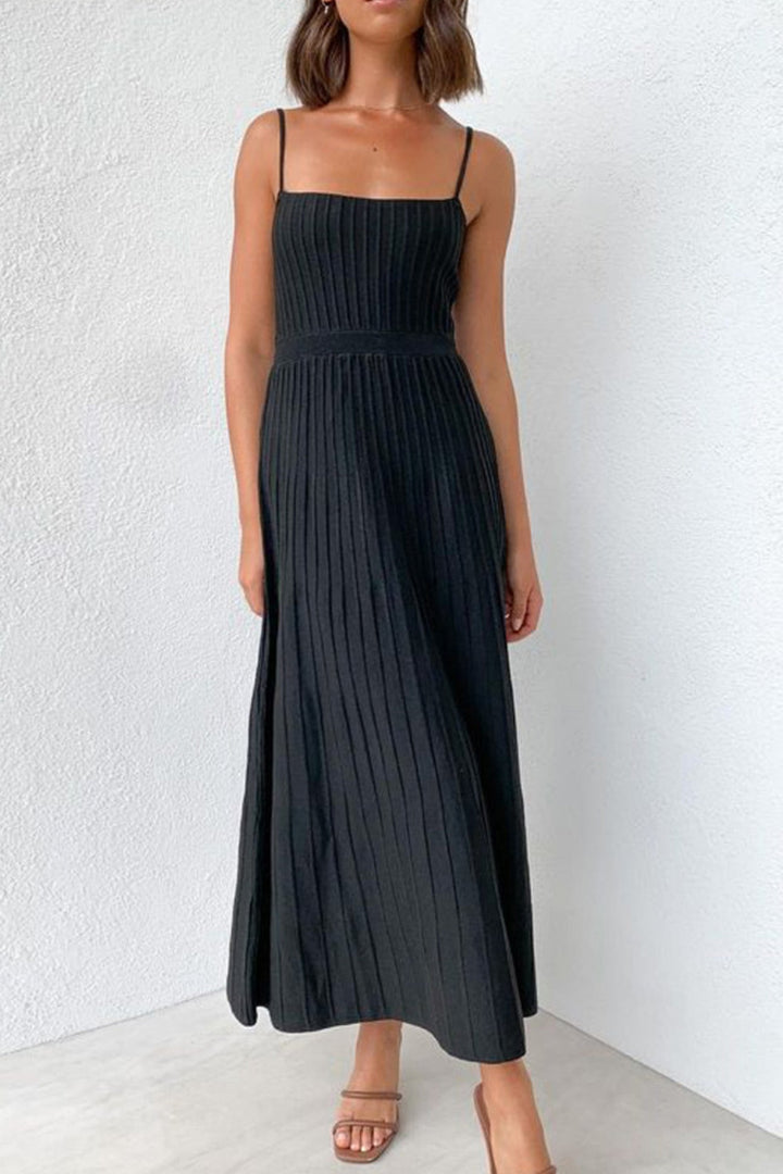 Pleated High Waist Knit Dress Black · S