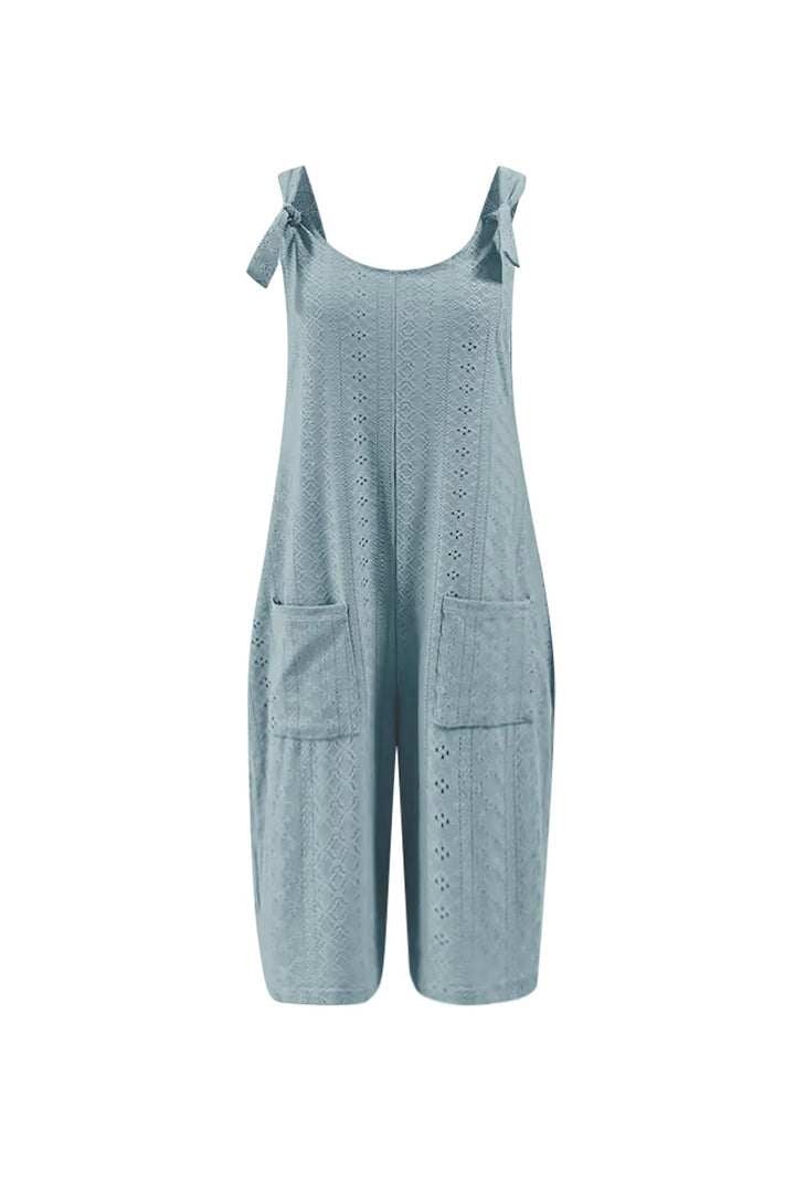 Pocket Eyelet Cami Capri Jumpsuits Rounge Pink · 2XL