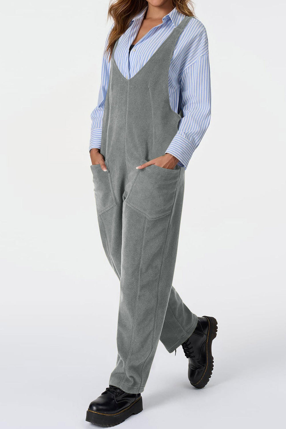 Polar Fleece Front With Pockets Overall Grey · M