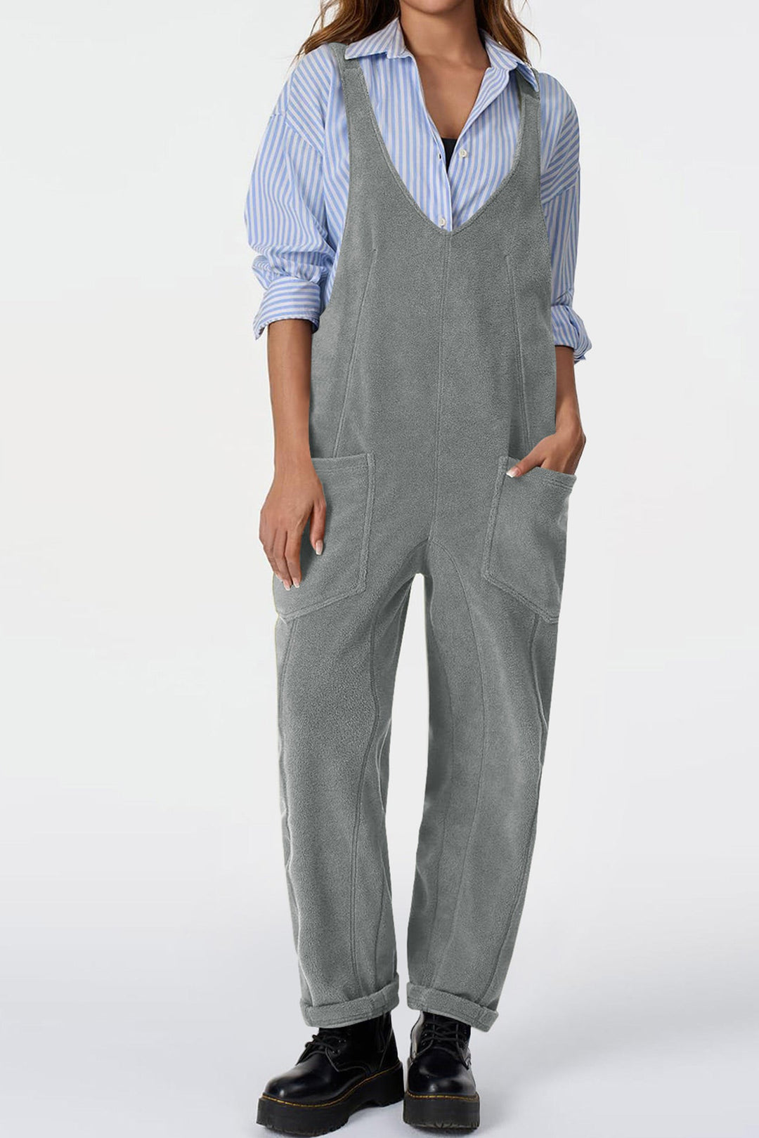 Polar Fleece Front With Pockets Overall Grey · S