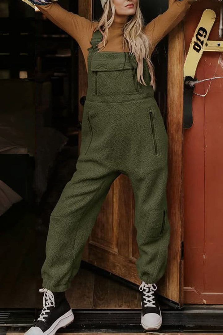 Polar Fleece Sleeveless Baggy Overalls Rose · 2XL