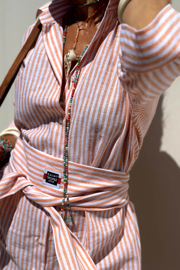 Printed Half Sleeve Shirt Dress Pink · L