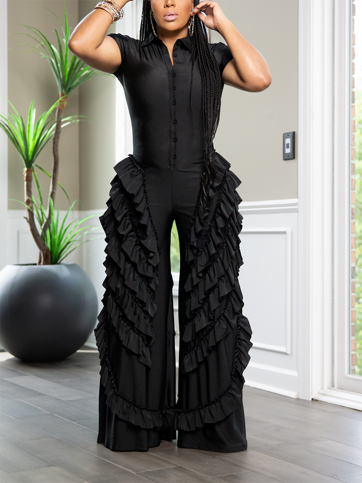 Ruffle Wide Leg Jumpsuit White / M