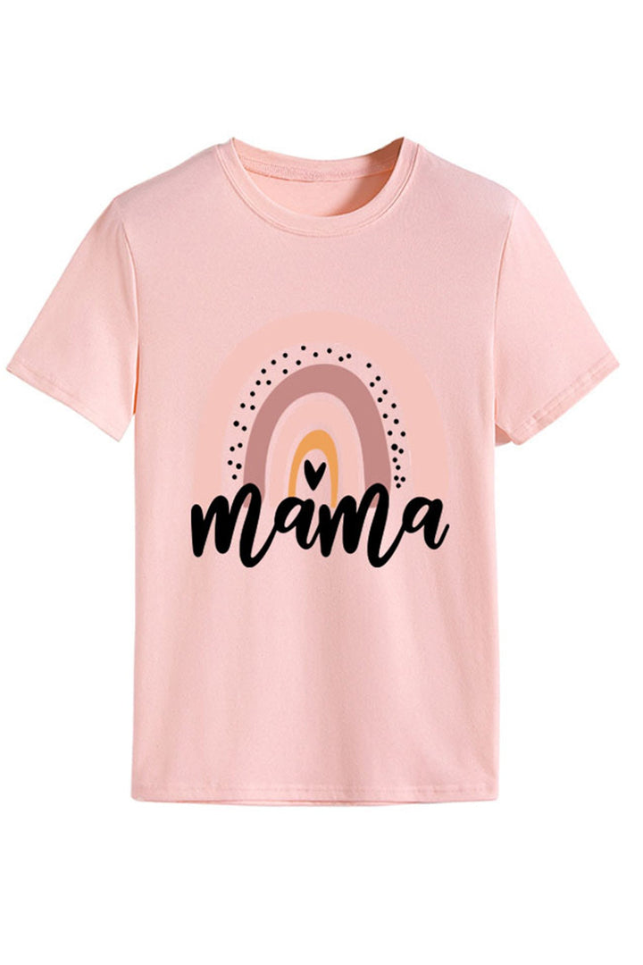 Rainbow Letter Print T-shirt Orange · S