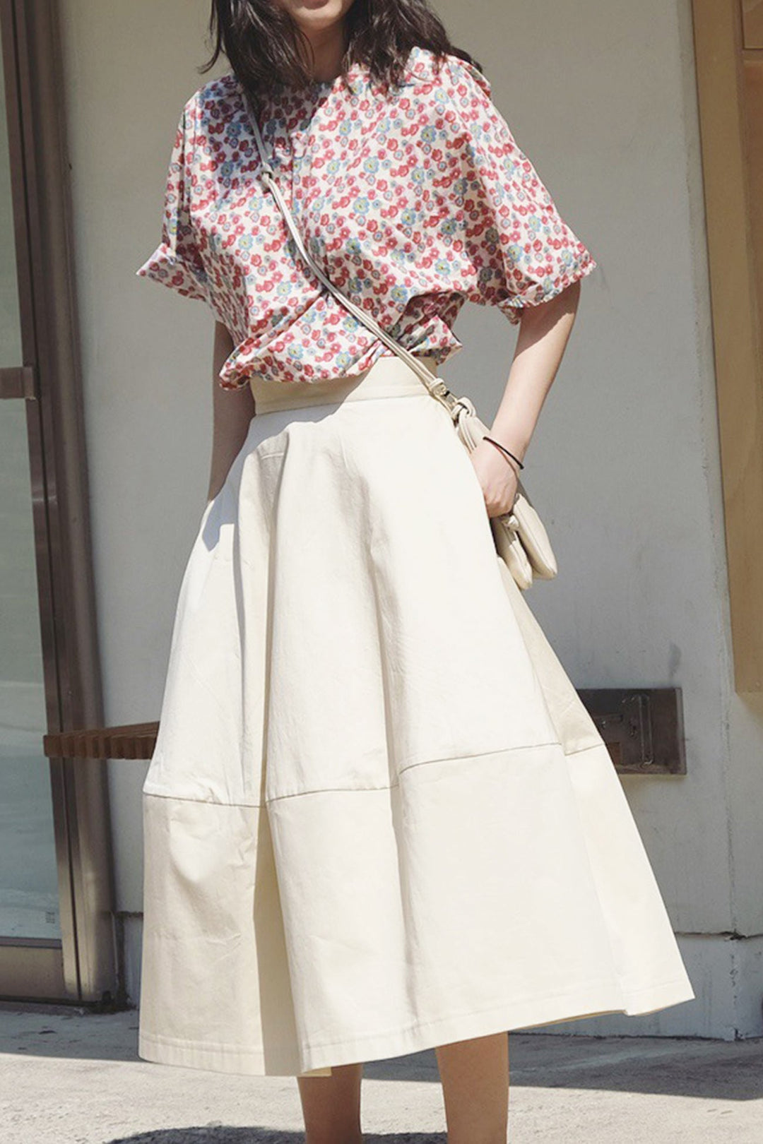 Red Cutout Floral Print Shirt Red · One Size