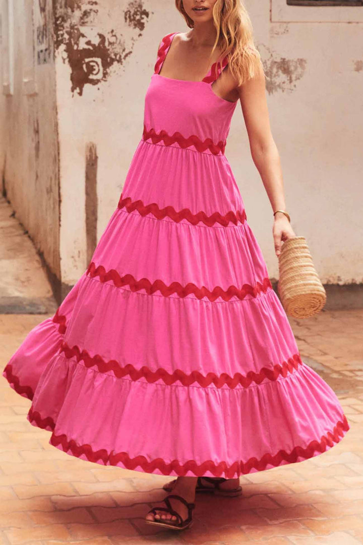 Ripple Stripe Tiered Cami Dress Blue · XL