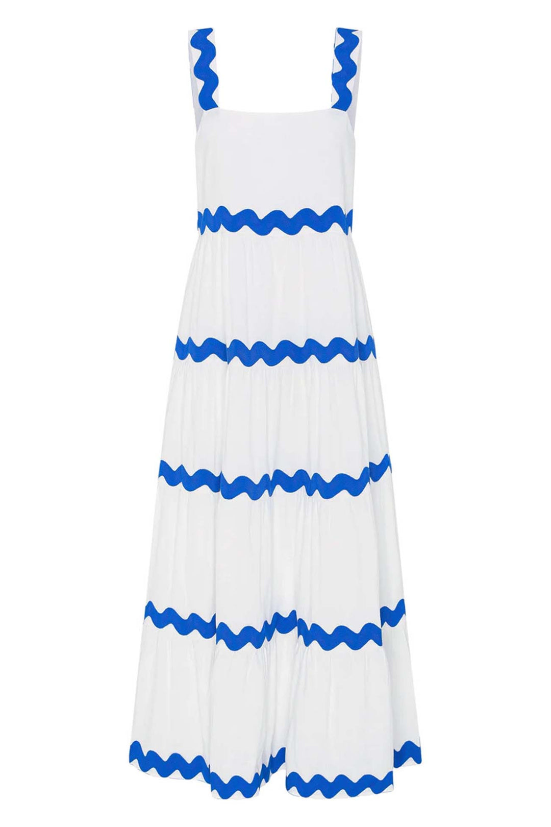 Ripple Stripe Tiered Cami Dress Blue · L