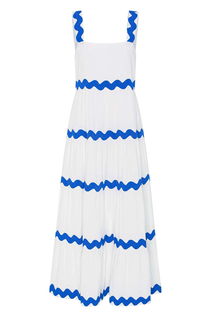 Ripple Stripe Tiered Cami Dress Blue · L