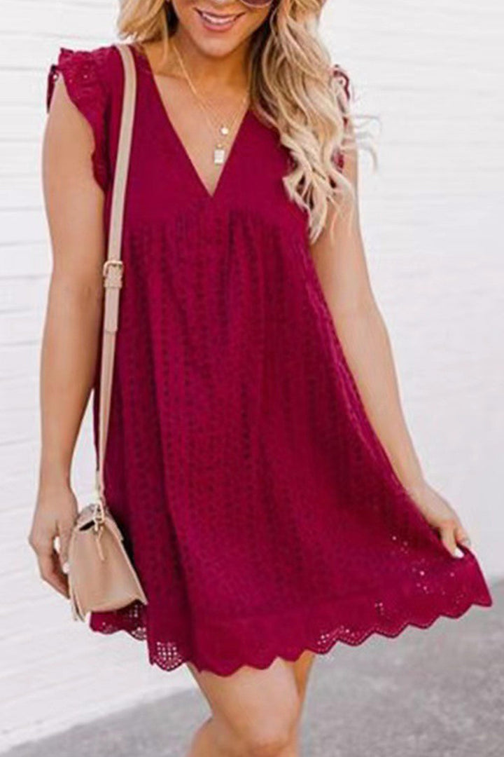 Ruffle Jacquard Pocketed Tank Dress Yellow · XL