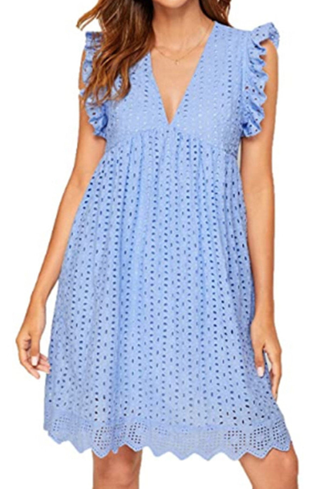 Ruffle Jacquard Pocketed Tank Dress Purple · M