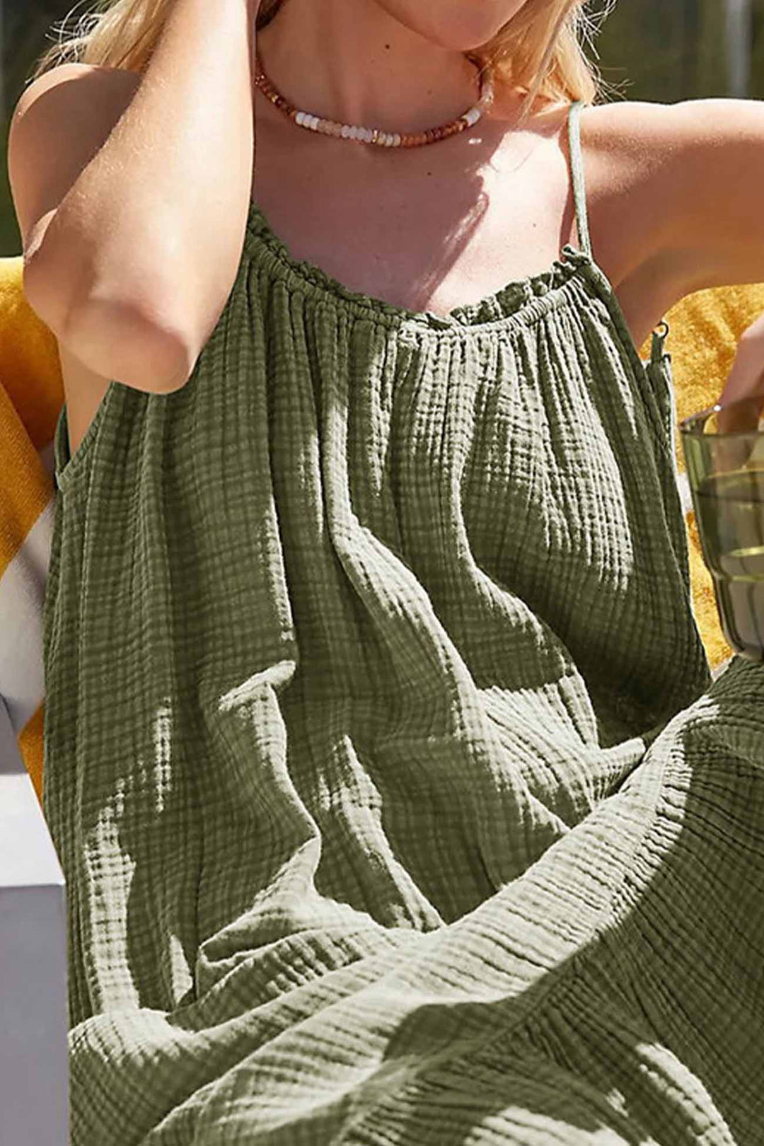 Ruffled Backless Tiered Cami Dress White · One Size