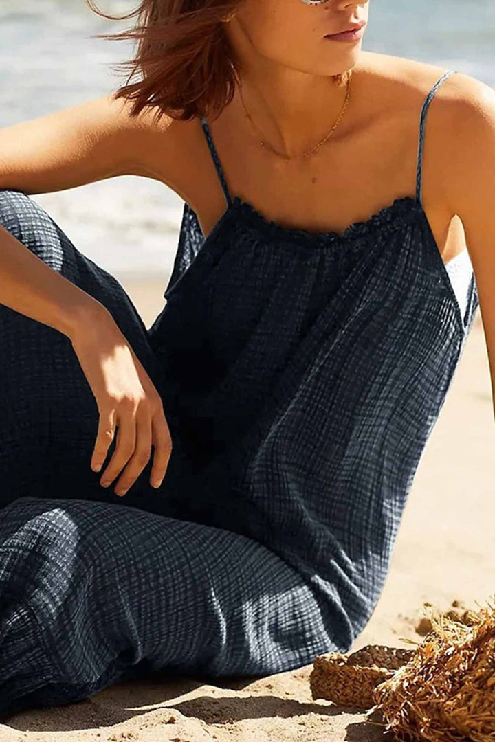 Ruffled Backless Tiered Cami Dress Rust Red · One Size