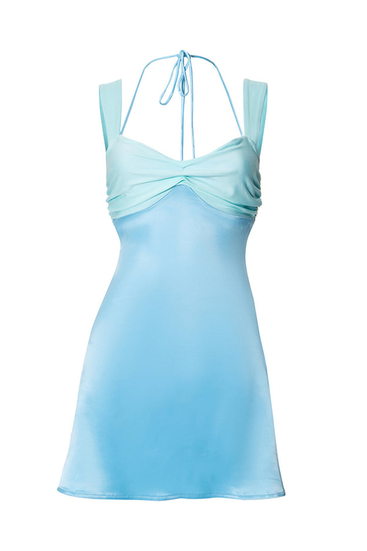 Satin Contrast Color Tie-up Cami Dress Red · L