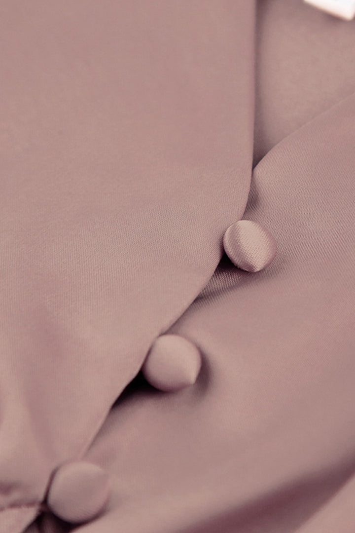 Satin Puff Sleeve Single-breasted Midi Dress White · L