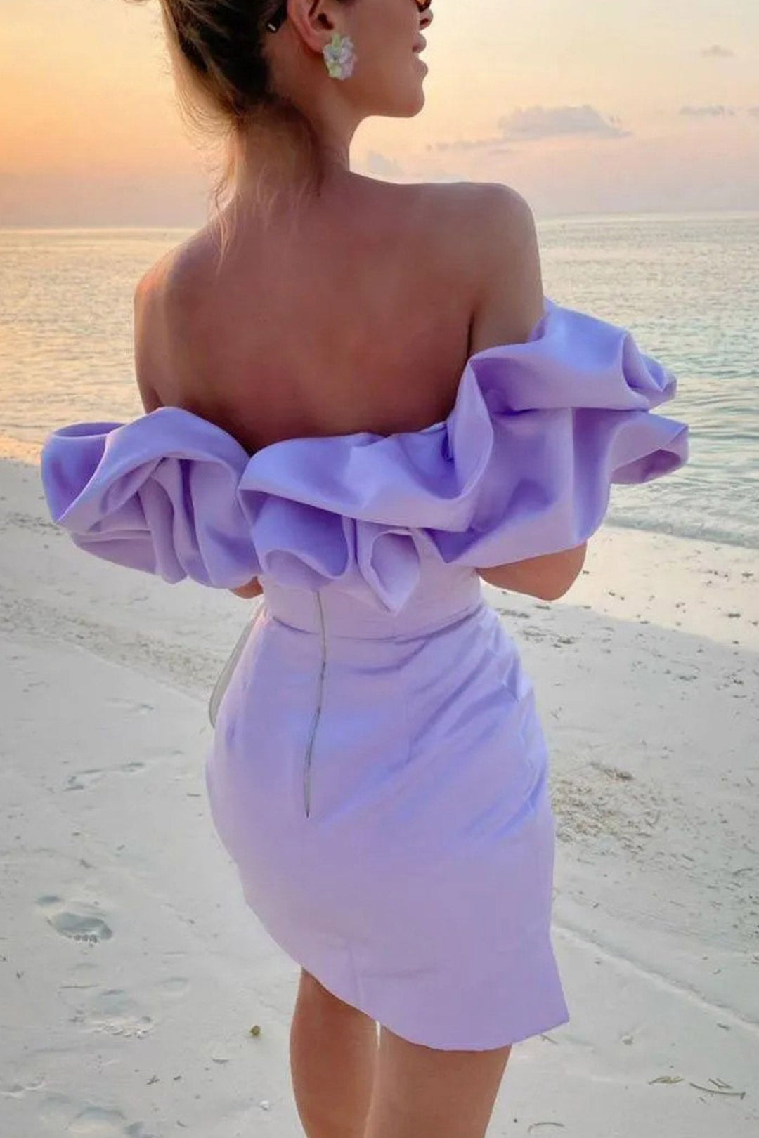 Satin Shirring Strapless Mini Dress Pink · L