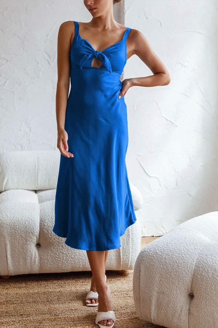 Satin Tie-front Cutout Cami Dress Dark Green · 2XL