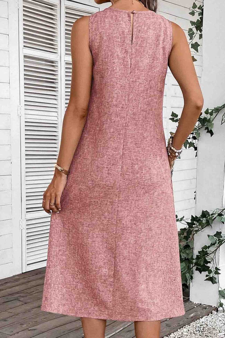Sleeveless Pocket Midi Dress Pink · L