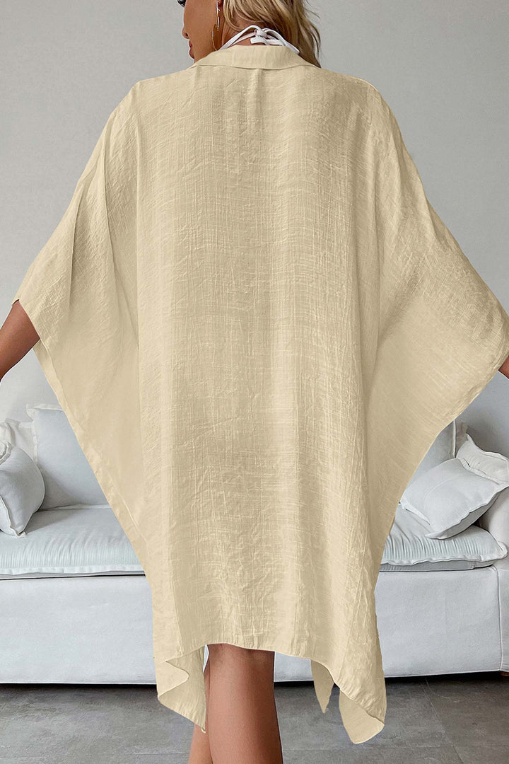 Solid Color Button Down Cover-up Shirt Dress Royal Blue · One Size