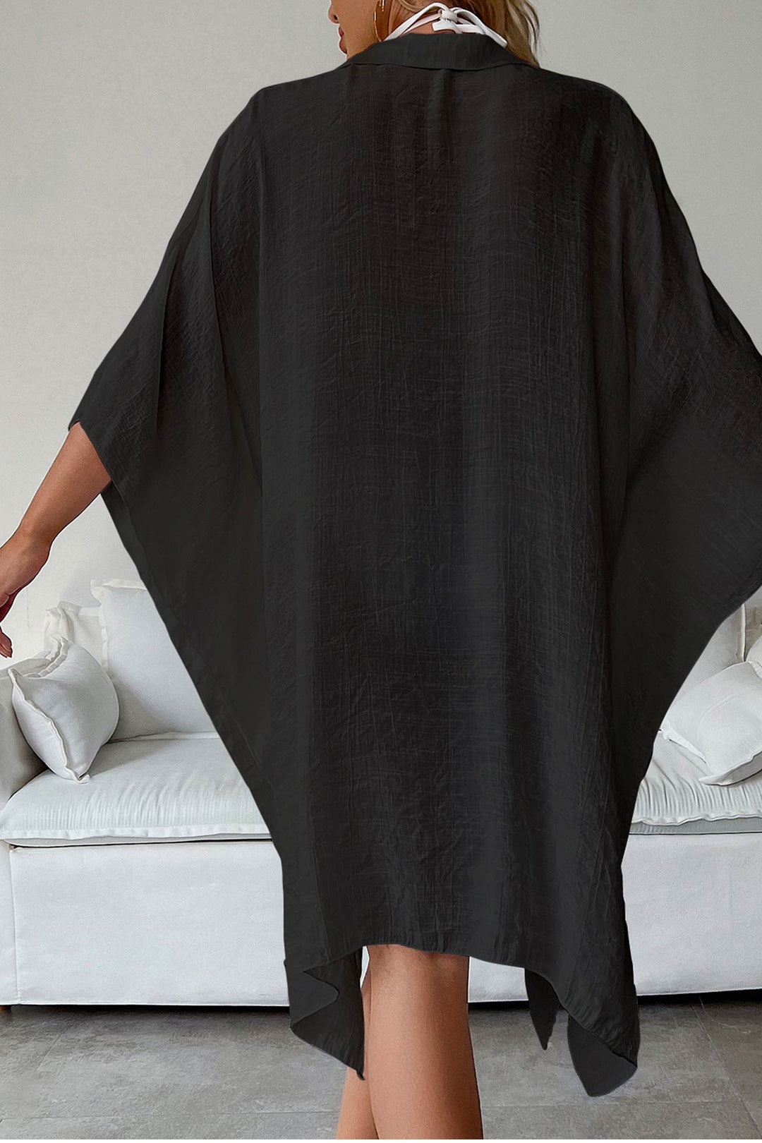 Solid Color Button Down Cover-up Shirt Dress Lake Green · One Size