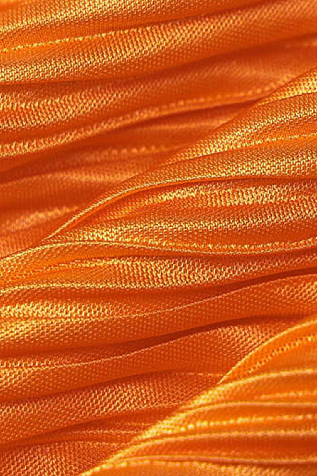 Solid Color Crew Neck Pleated Maxi Dress Orange · L