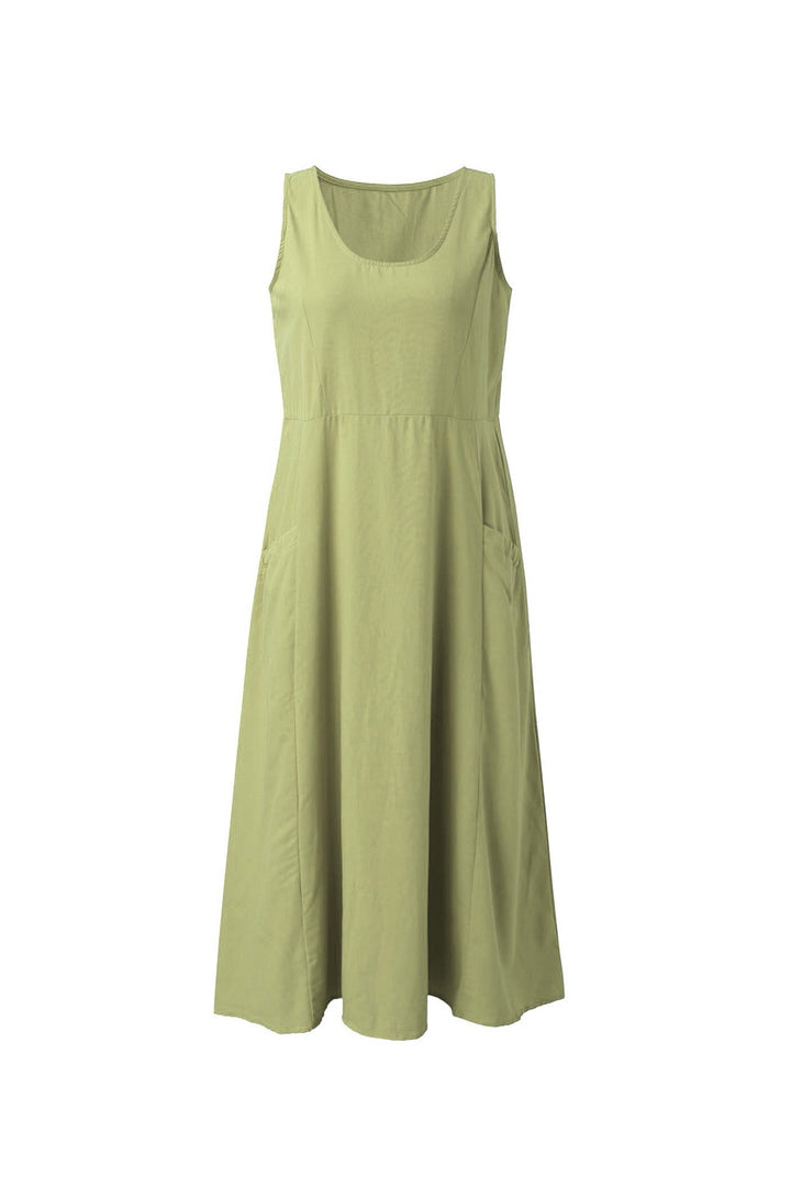 Solid Color Pocket Tank Dress Mint Green · XL