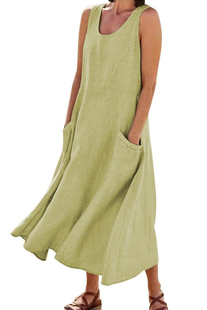 Solid Color Pocket Tank Dress Mint Green · 2XL